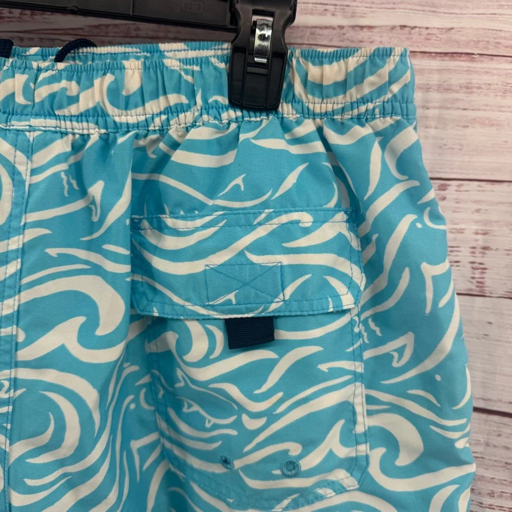 Vineyard Vines Swim Trunks Shorts Mens Size Large Fish Wave‎ Print lined